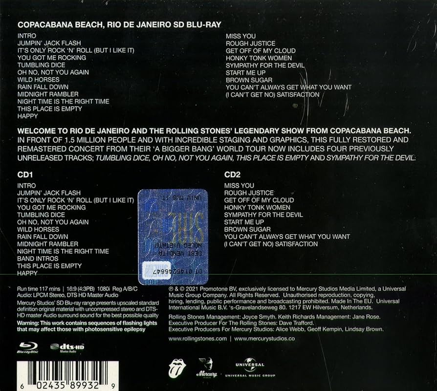 Amazon.com: A Bigger Bang: Live On Copacabana Beach[2 CD/Blu